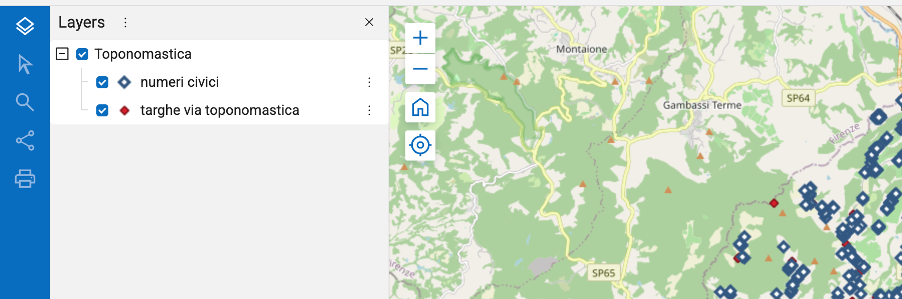 Gestione Layers WebGIS